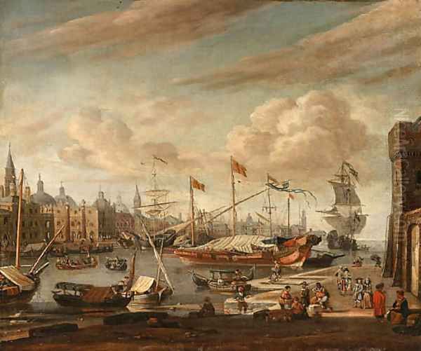 A Capriccio of Venice Oil Painting by Abraham Jansz. Storck