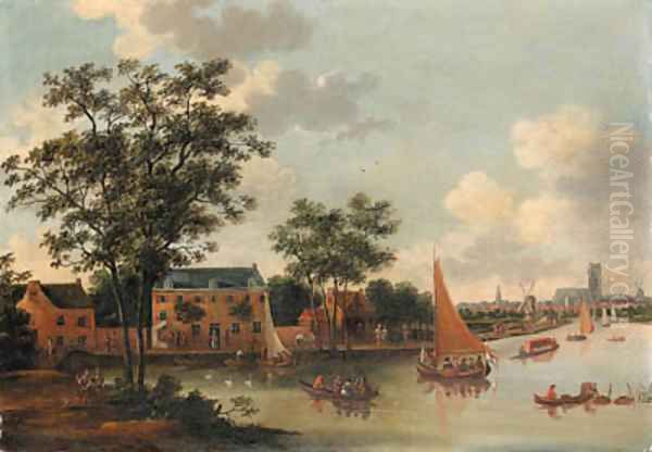 View of the River Rotte Oil Painting by Abraham Jansz. Storck