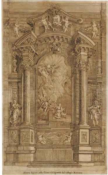 A design for an altar dedicated to the Annunciation in the Church of Sant'Ignazio, Rome Oil Painting by Roman School