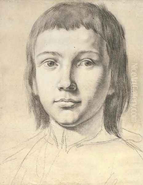 Head of a boy with long hair Oil Painting by Roman School