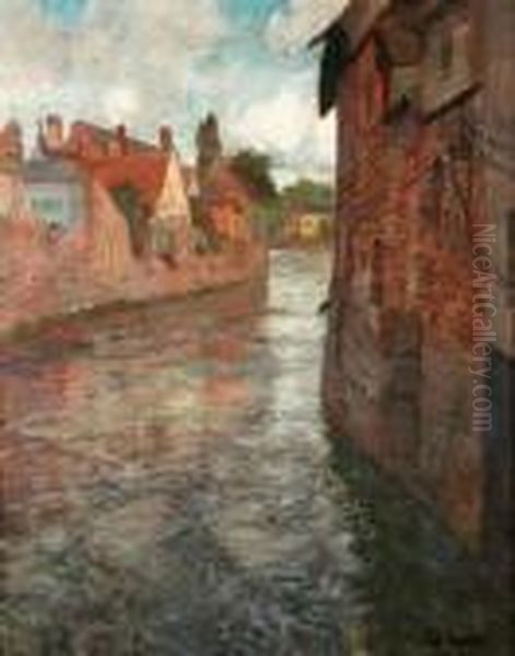 Oldhouses At Somme In Abbeville Oil Painting by Fritz Thaulow