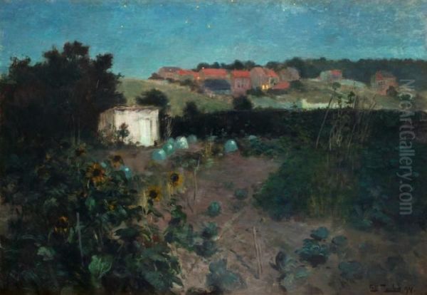 Evening Landscape At Pas De Calais Oil Painting by Fritz Thaulow