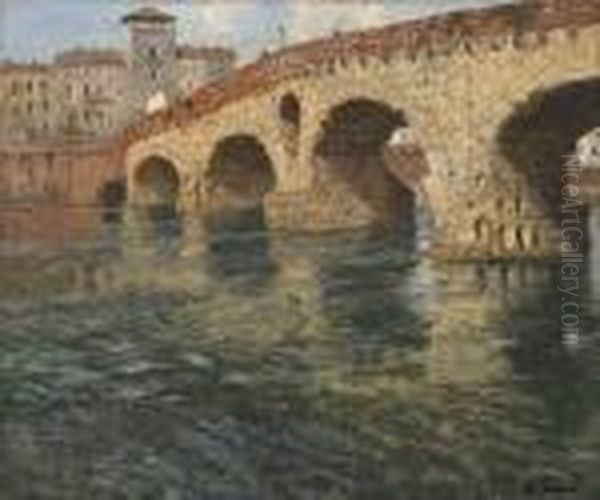 Ponte Di Pietra, Verona Oil Painting by Fritz Thaulow