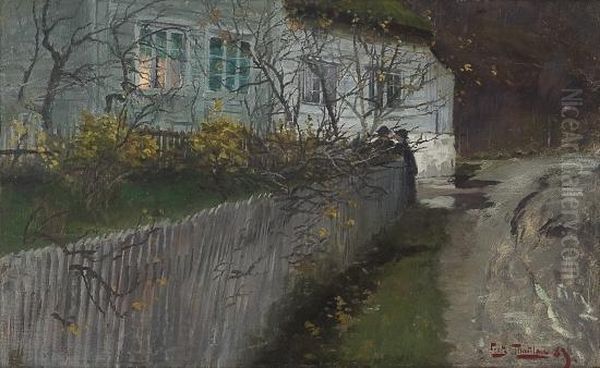 By An Old Vicarage Oil Painting by Fritz Thaulow