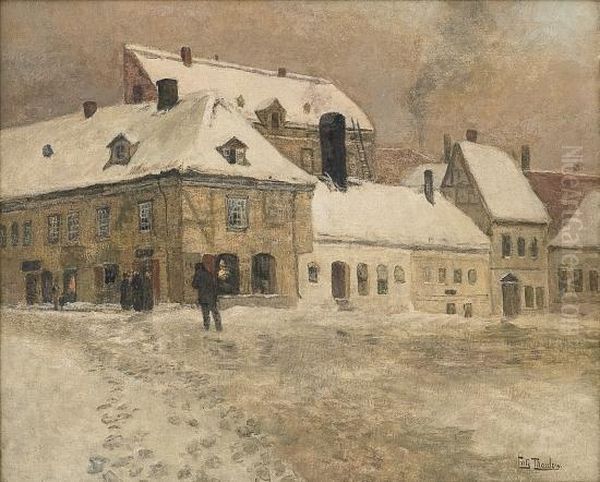 Townscene From Kirkeristen, Kristiania Oil Painting by Fritz Thaulow