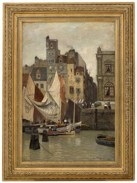 High Tide, Motif From Le Havre Oil Painting by Fritz Thaulow