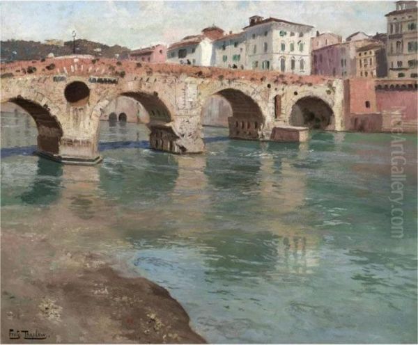 Ponte Pietra, Verona Oil Painting by Fritz Thaulow