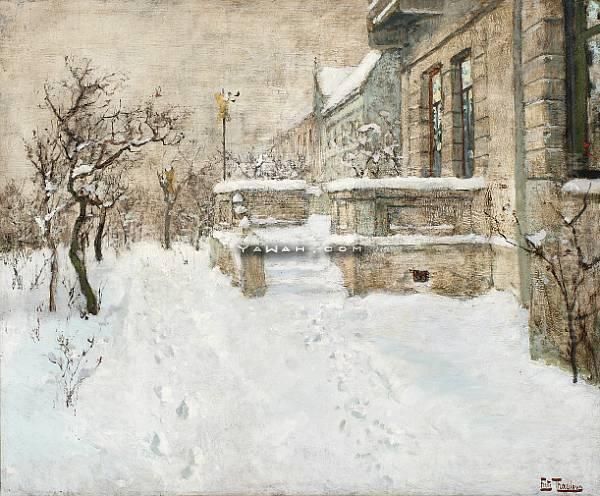 Vinter I Homanbyen Oil Painting by Fritz Thaulow