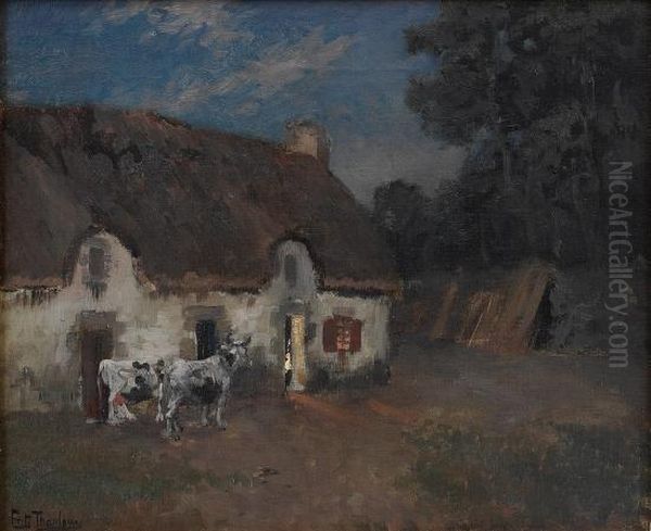 Farm In Bretagne, Evening Oil Painting by Fritz Thaulow