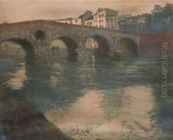 Puente En La Rivera Oil Painting by Fritz Thaulow