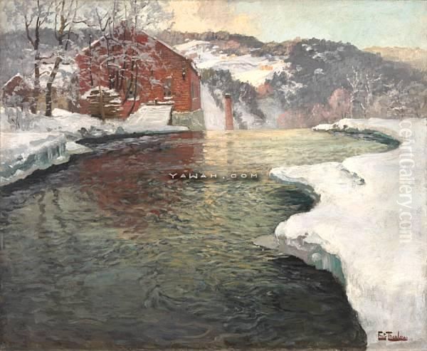 Vinter Ved Mesnaelven Oil Painting by Fritz Thaulow