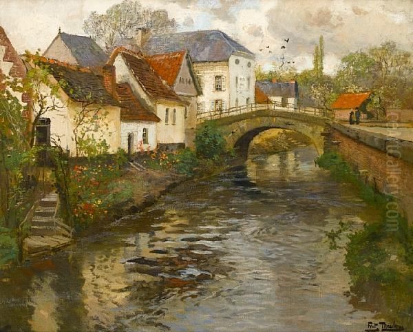 Small Town Near La Panne, Belgium, Ca.1905 Oil Painting by Fritz Thaulow