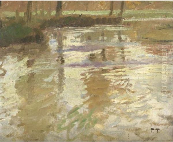 Reflections On The Bridge Oil Painting by Fritz Thaulow