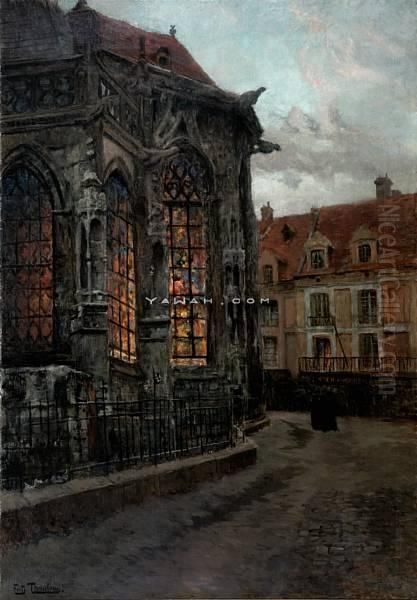 Pa Vei Til Aftenmessen I Kirken St. Jacques I Dieppe Olje Pa Lerret Oil Painting by Fritz Thaulow