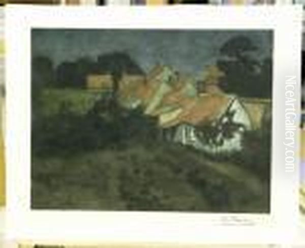 Hus Om Natten. Bladstrl , Oramad. Oil Painting by Fritz Thaulow