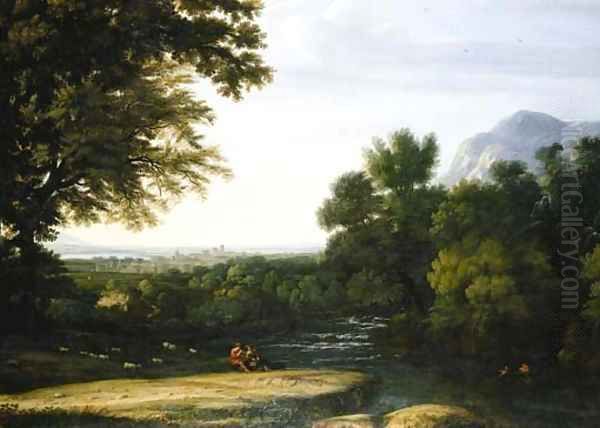 An Arcadian landscape with Mercury and Argus Oil Painting by Roman School