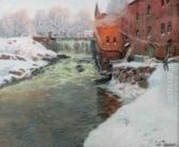 La Neige Oil Painting by Fritz Thaulow