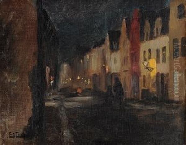 Gate I Dieppe, Natt Oil Painting by Fritz Thaulow