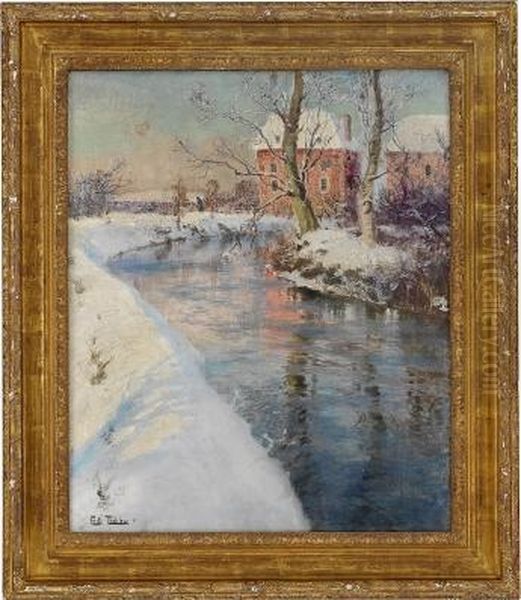 Fransk Vinter Oil Painting by Fritz Thaulow