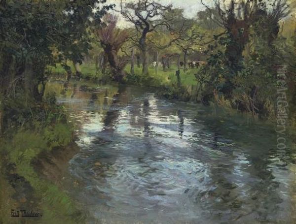 On The Banks Oil Painting by Fritz Thaulow