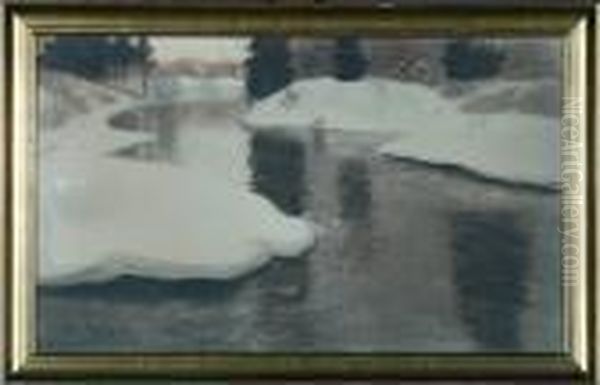 Break In The Frost Oil Painting by Fritz Thaulow