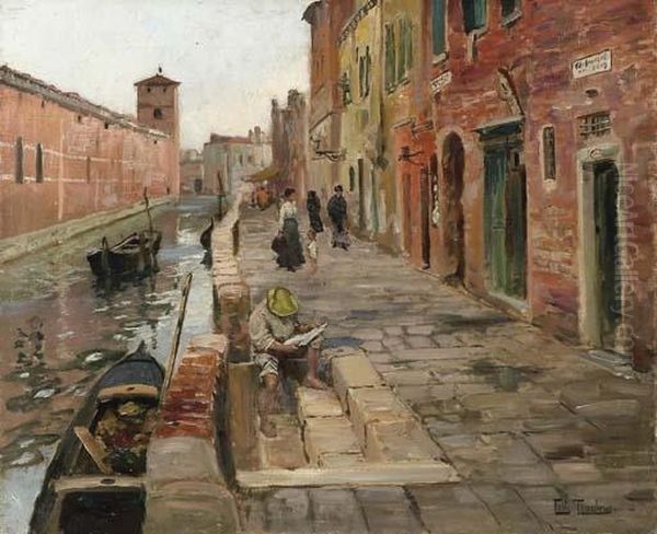 Venice
 With Signature 'fritz Thaulow.' (lower Right) Oil Painting by Fritz Thaulow