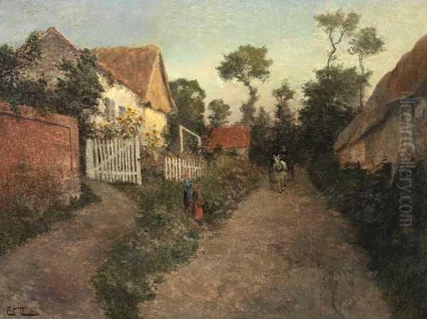 Fra Landsbyen Barneval-le-grand Olje Pa Lerret Oil Painting by Fritz Thaulow