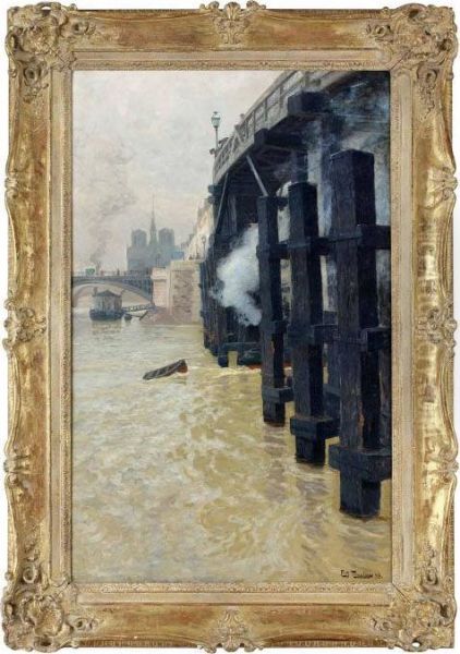 La Seine En Decembre Oil Painting by Fritz Thaulow