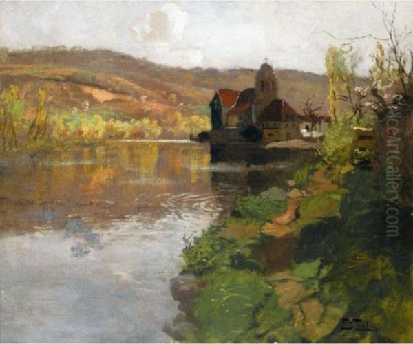 Solnedgang I Beaulieu, Correze (sunset At Beaulieu, Correze) Oil Painting by Fritz Thaulow