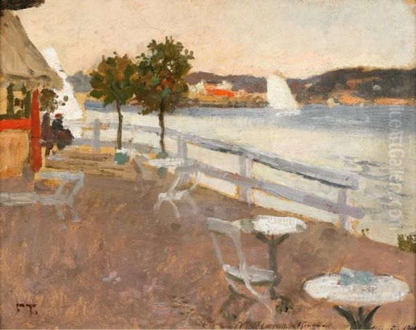 Pa Terrassen Oil Painting by Fritz Thaulow