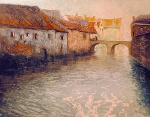 Gammel Fabrikk Oil Painting by Fritz Thaulow