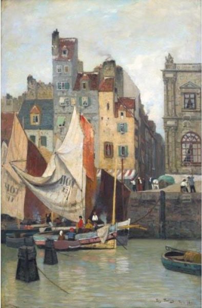 Fra Le Havre, Hoyvann (from Le Havre, High Water) Oil Painting by Fritz Thaulow