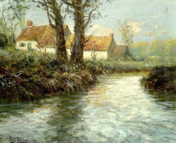 House Oil Painting by Fritz Thaulow