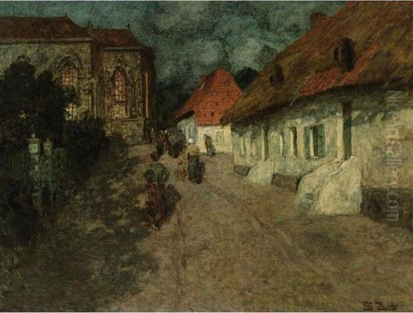 Midnight Mass Oil Painting by Fritz Thaulow