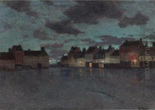 Marketplace In Dieppe, After A Rainstorm Oil Painting by Fritz Thaulow