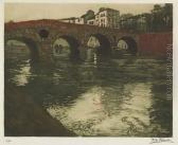 Le Pont De Verone Oil Painting by Fritz Thaulow