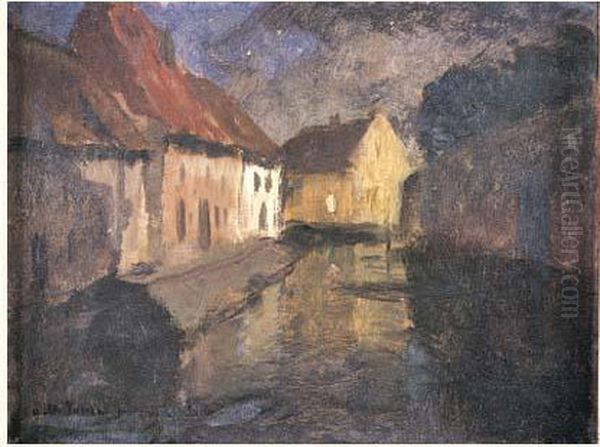 Nuit Sur Le Village Oil Painting by Fritz Thaulow