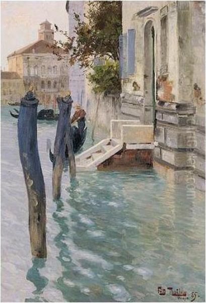 Kanal I Venezia (venetian Canal) Oil Painting by Fritz Thaulow