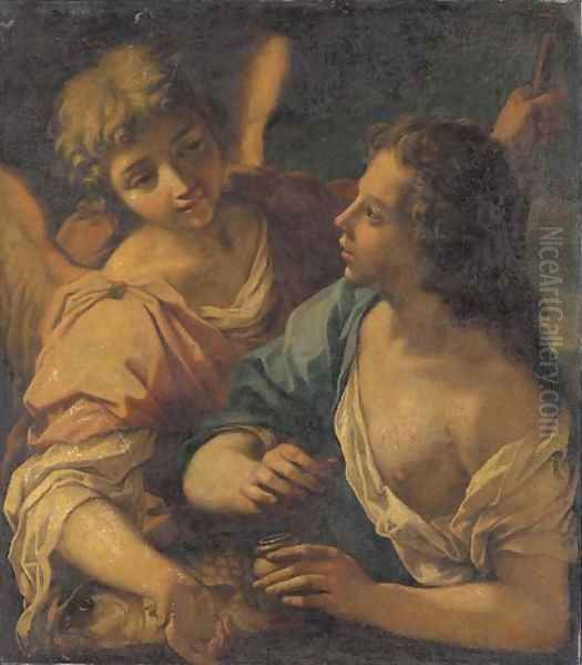 Tobias and the Angel Oil Painting by Roman School