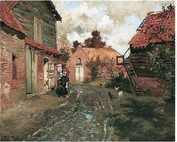 Fransk Landsby (a French Village) Oil Painting by Fritz Thaulow