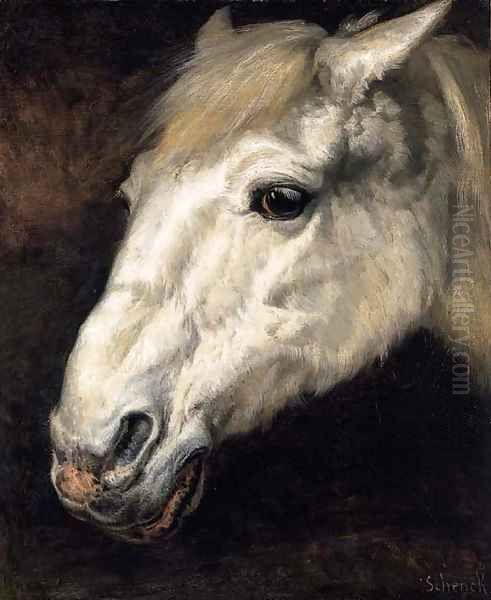 Head of a Horse Oil Painting by August Friedrich Albrecht Schenk