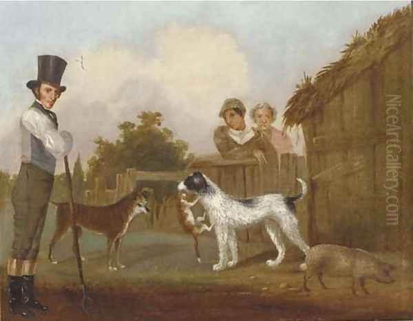 In the farmyard Oil Painting by English Provincial School