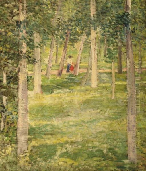 In The Garden Oil Painting by Louis Thevenet