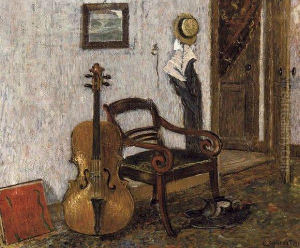 Interieur Au Violoncelle Oil Painting by Louis Thevenet