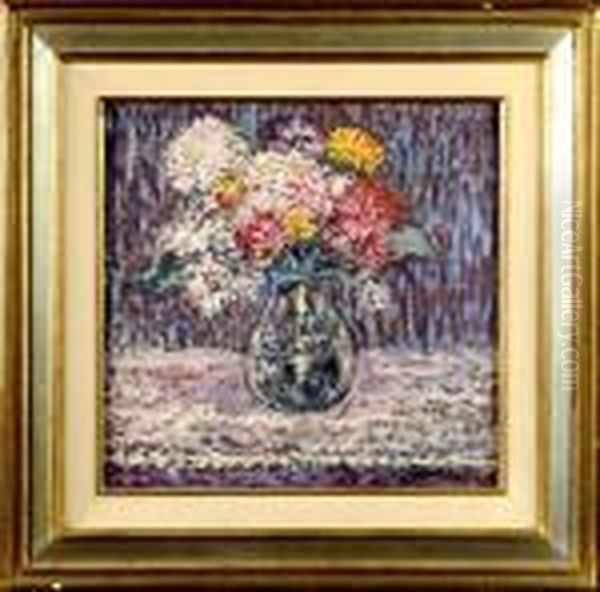 Vase Garni De Fleurs Oil Painting by Louis Thevenet