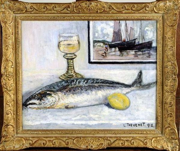 [nature Morte Aux Poissons] (date1915) Oil Painting by Louis Thevenet