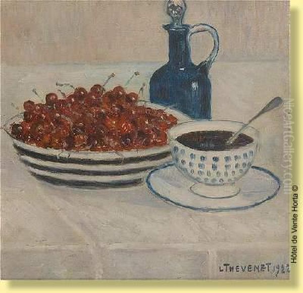 Nature Morte Au Plat De Cerises Oil Painting by Louis Thevenet