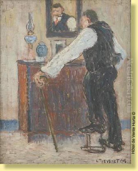 L'homme A La Canne Oil Painting by Louis Thevenet