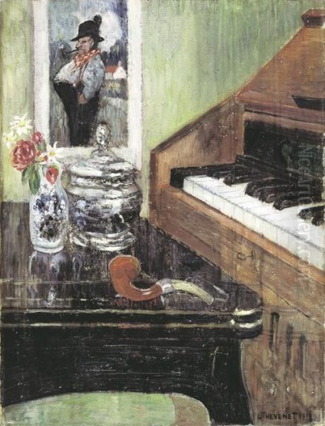 Interieor With Harmonium (1918) Oil Painting by Louis Thevenet