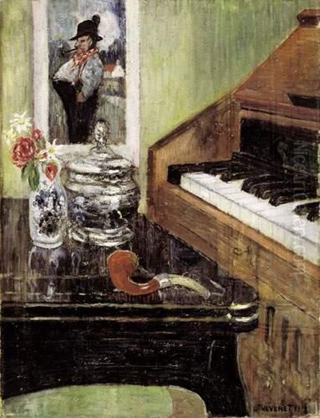 Interieur Met Harmonium (1918) Oil Painting by Louis Thevenet